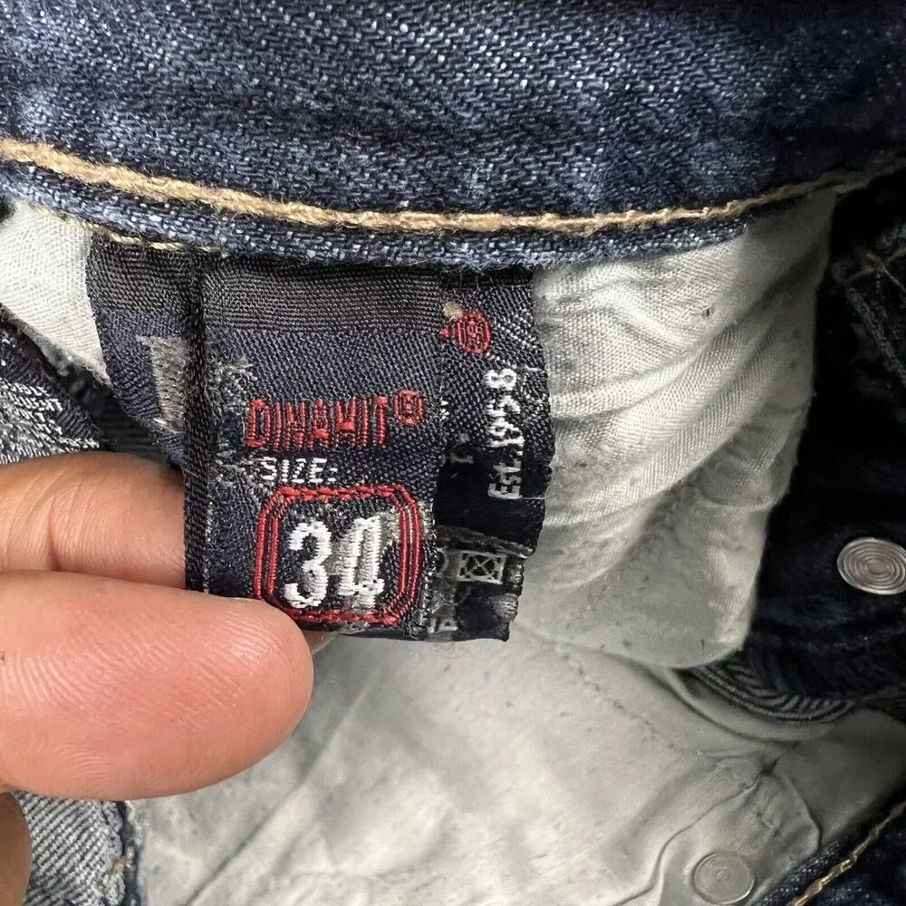 DINAMIT Jeans‎ 34x34 Straight Distressed Acid Denim Blue Italy Casual Pockets